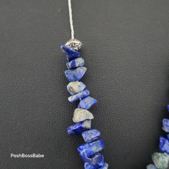 Handmade Lapis Lazuli & Sodalite Necklace 24" Silver Plated Chain Miami Artist - Picture 8 of 16